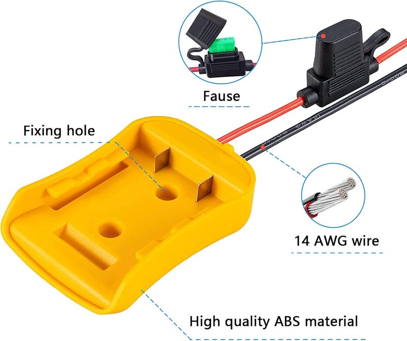 Crivnhar Power Wheel Adapter Compatible for Dewalt 20V Battery with Fuse & Wire terminals, fit for 20V DCB206 DCB200; Power Wheel Battery Converter for Robotics, DIY use - Image 4